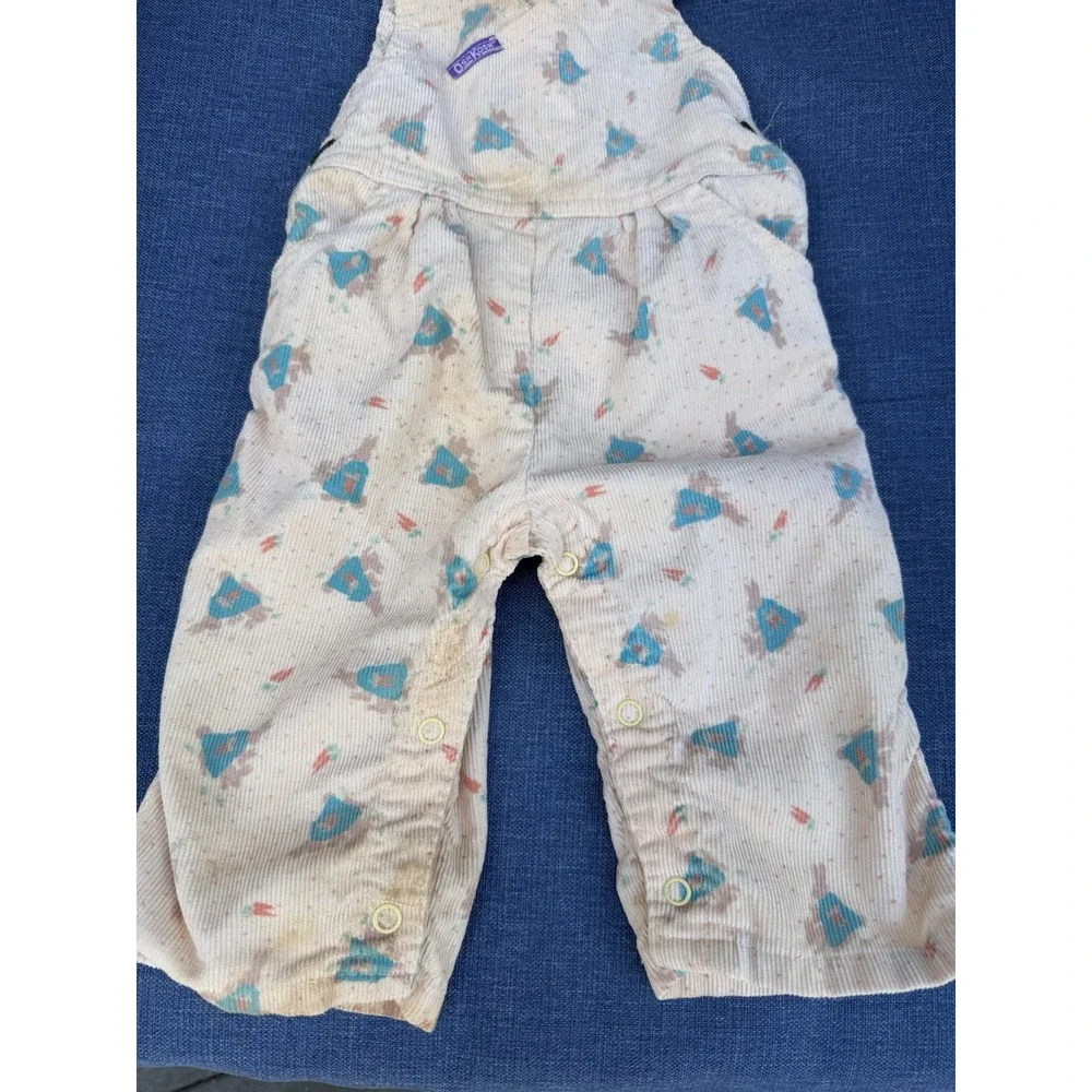 OshKosh B'Gosh 80s VTG Vestbak  Corduroy Bunny Rabbit Easter Overalls 12 months